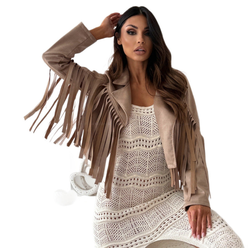 Damen Fransenjacke aus hochwertigem Wildlederimitat Drune
