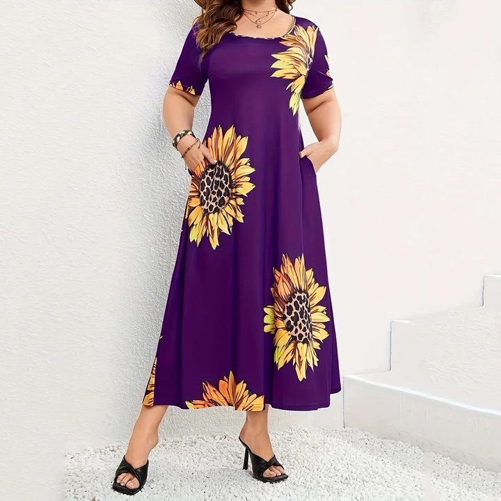 Damen Elegantes Maxikleid mit Blumenmuster und Taschen Drune