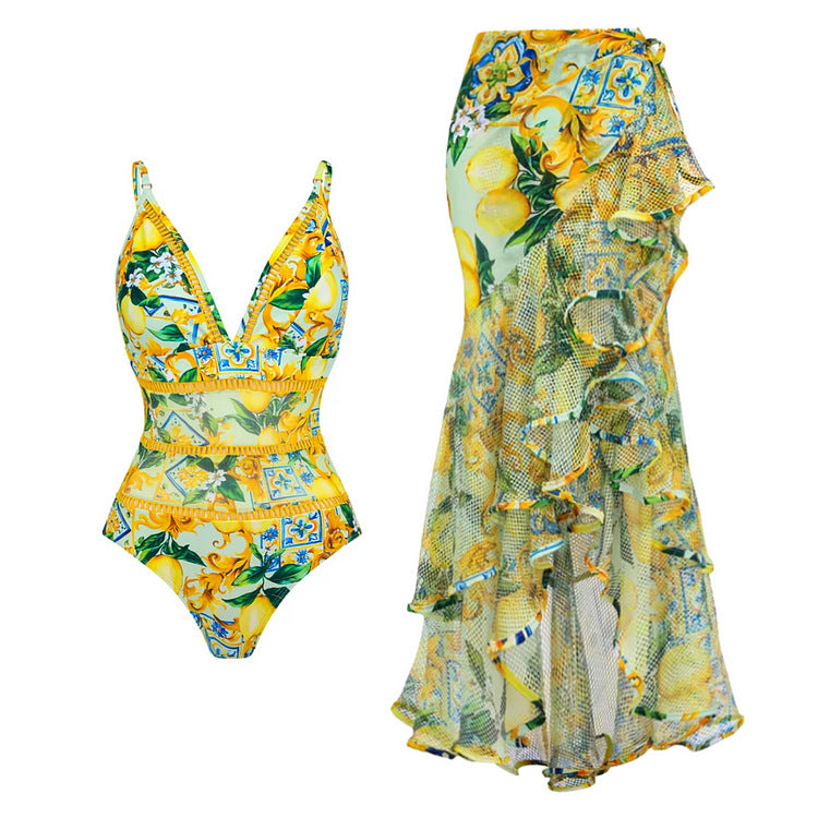 Damen Einteiler-Badeanzug mit floralem Mustermix und raffinierten Cut-Outs Drune