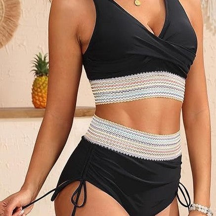 Damen Bikini-Set mit Wickeloberteil und verstellbarem Bund Drune