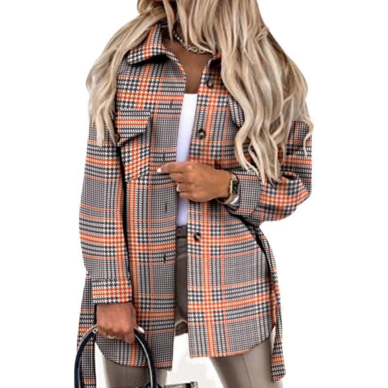 Damen Oversized Karo-Hemdenjacke aus weichem Material Drune