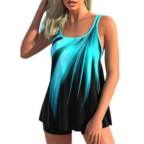 Damen nan fließendes A-Linien Tankini-Oberteil mit doppelten Spaghettiträgern und figurumspielender Passform Drune