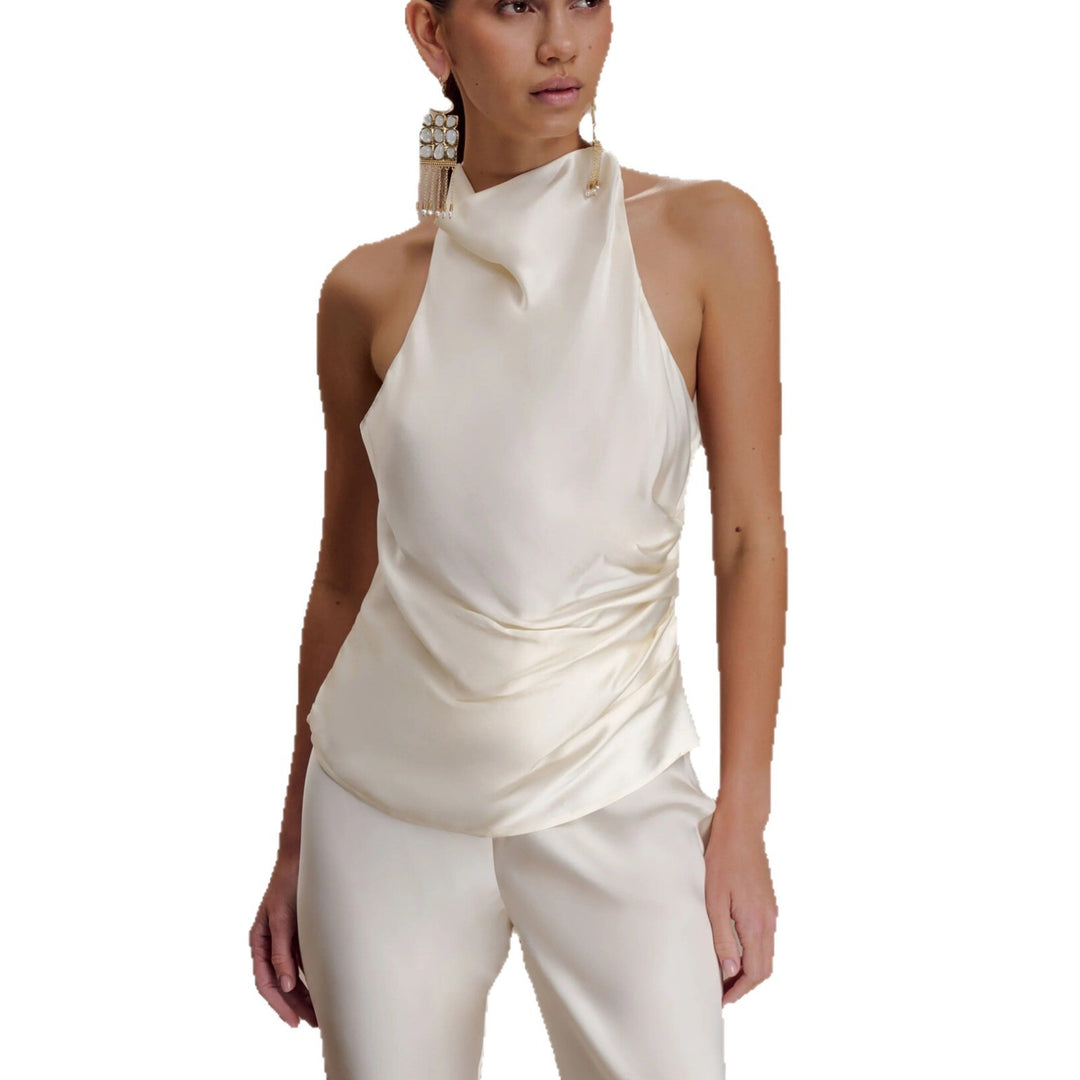 Damen Elegante Bluse mit asymmetrischem Schnitt und Drapierung Drune