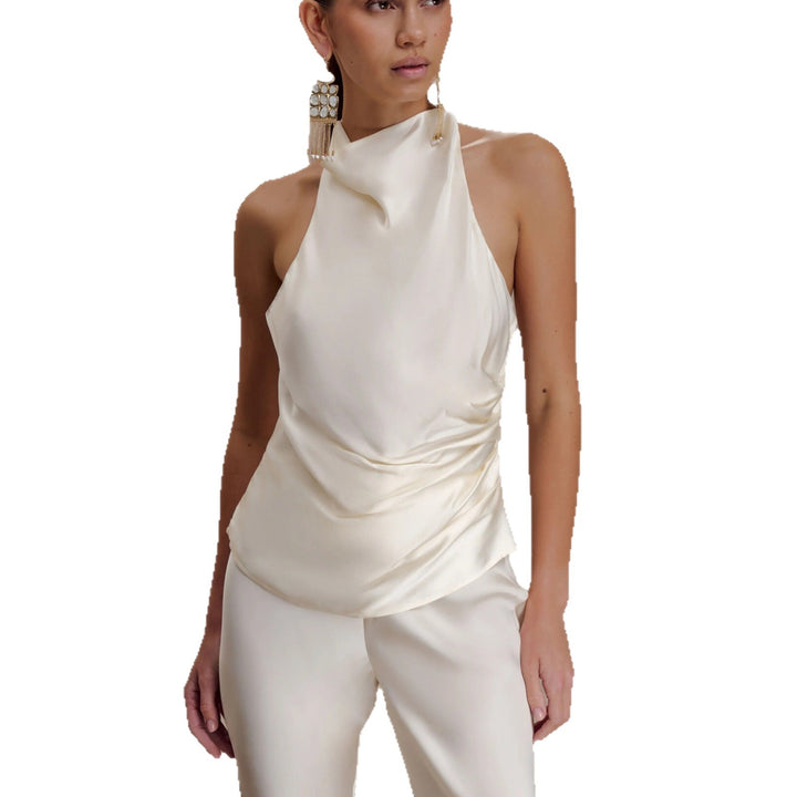 Damen Elegante Bluse mit asymmetrischem Schnitt und Drapierung Drune