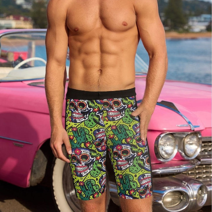 Herren Badeshorts mit kreativem Totenkopf-Design und elastischem Bund Drune