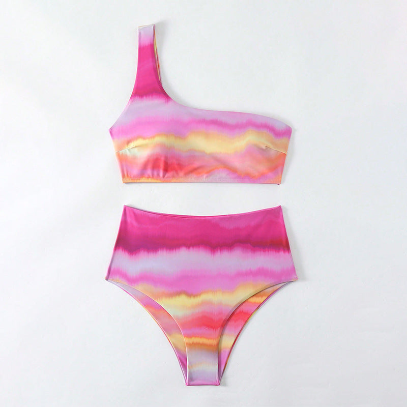 Damen Hochgeschnittenes Bikini-Set mit asymmetrischem Oberteil Drune
