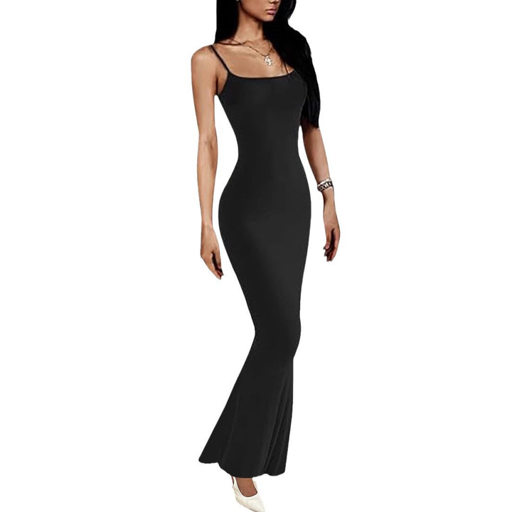 Damen figurbetontes Maxikleid mit schmalen Spaghettiträgern und elegantem Schnitt Drune