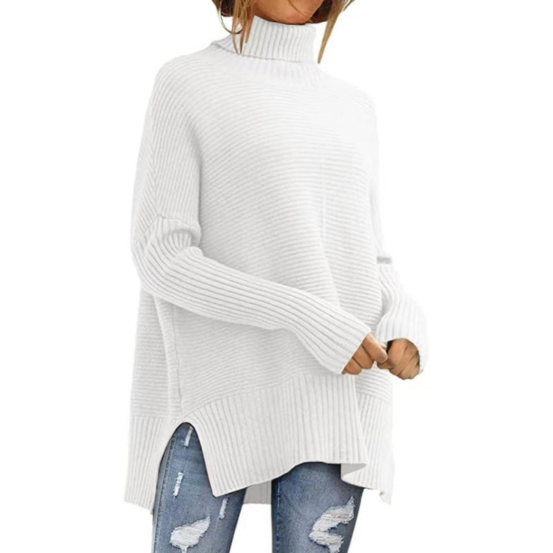 Damen Großer Rollkragenpullover mit feiner Rippstruktur und asymmetrischem Schnitt Drune