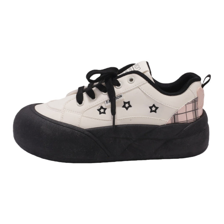 Damen Hochfront Sneaker mit trendigem Plateau und Sternen-Applikationen Drune