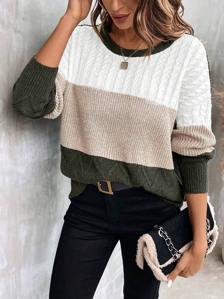 Damen Grobstrickpullover mit modischem Kabelmuster und lässigem Schnitt Drune