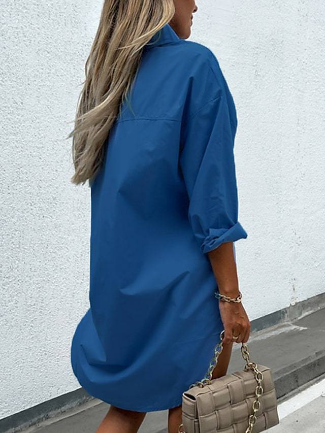 Damen chemisierter Oversized-Hemdblusenkleid Drune