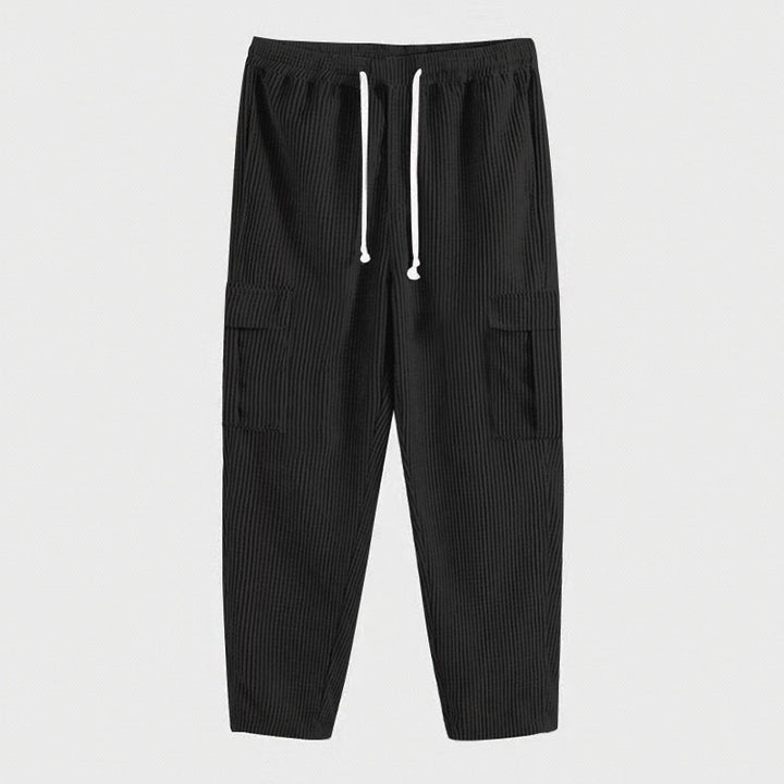 Herren nan Cord-Cargo-Jogginghose mit elastischem Tunnelzugbund, aufgesetzten Klappentaschen und tapered Bein Drune