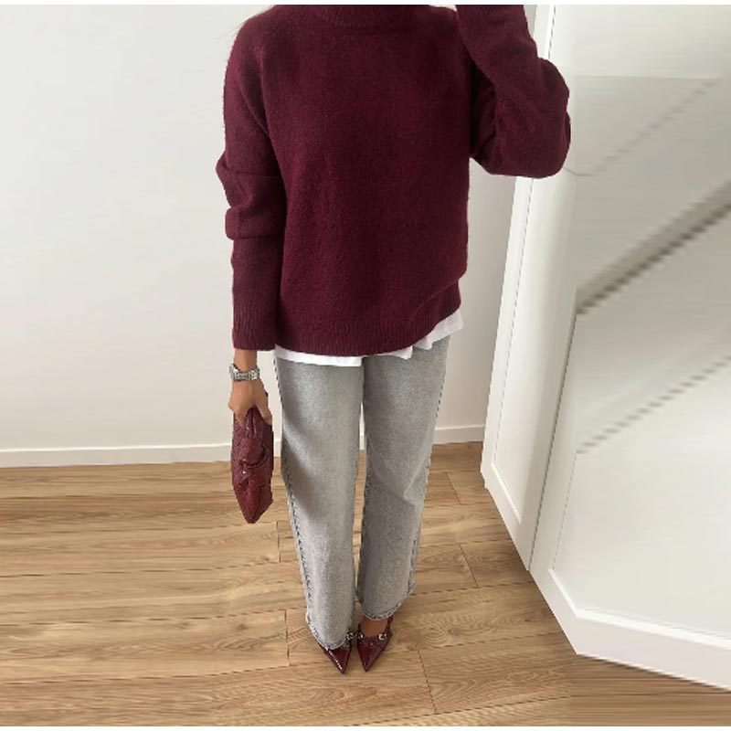 Damen Ursprünglich geschnittener Strickpullover mit weichem Material Drune