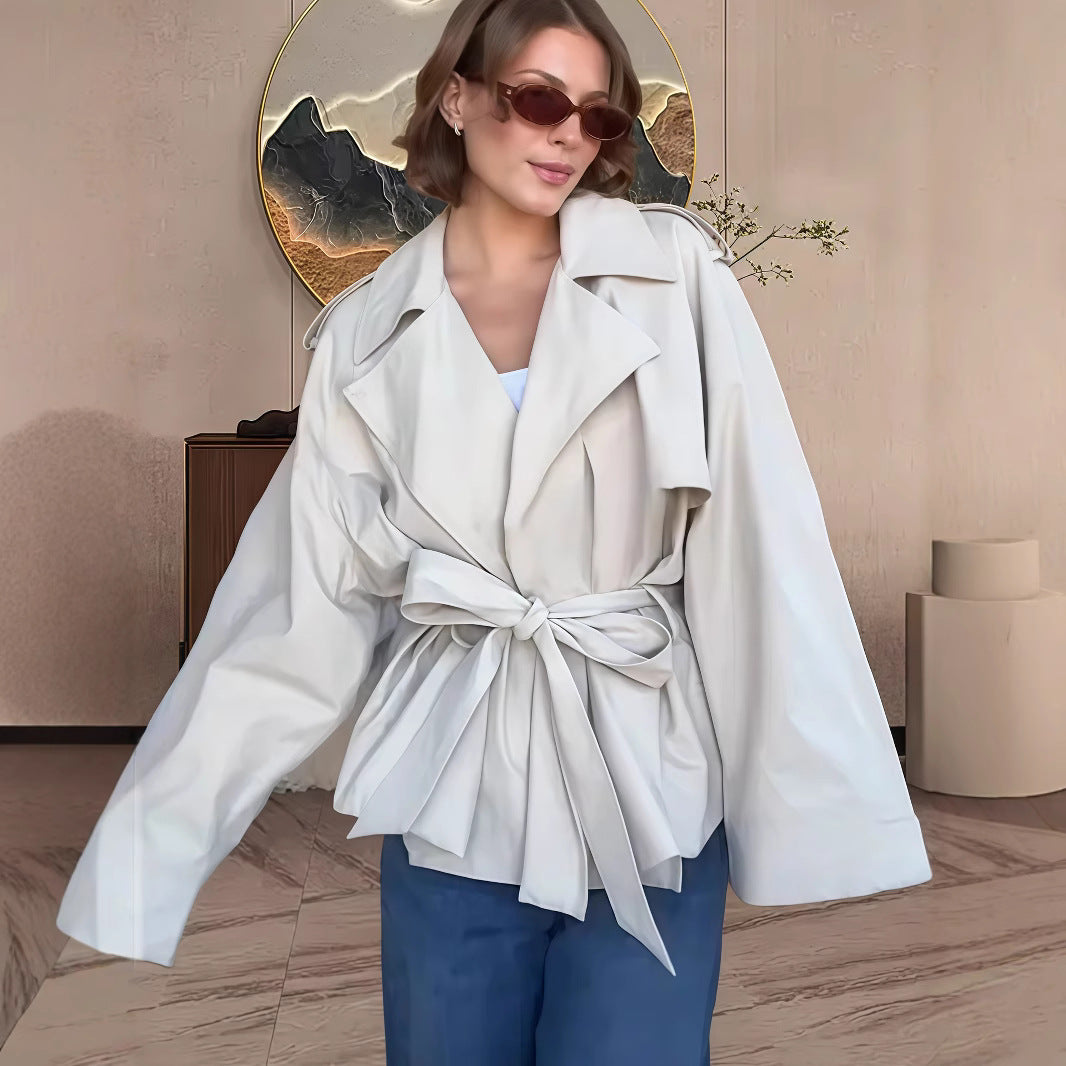 Damen modische Überwurfjacke mit eleganten Raffungen Drune