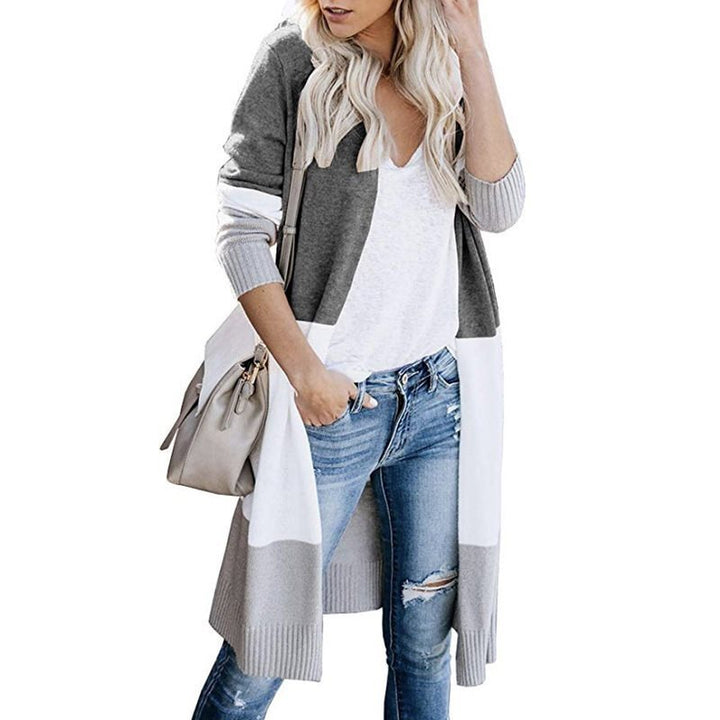 Damen Langlebiger, modischer Strickcardigan mit offenem Schnitt und kontrastierenden Farbpartien Drune