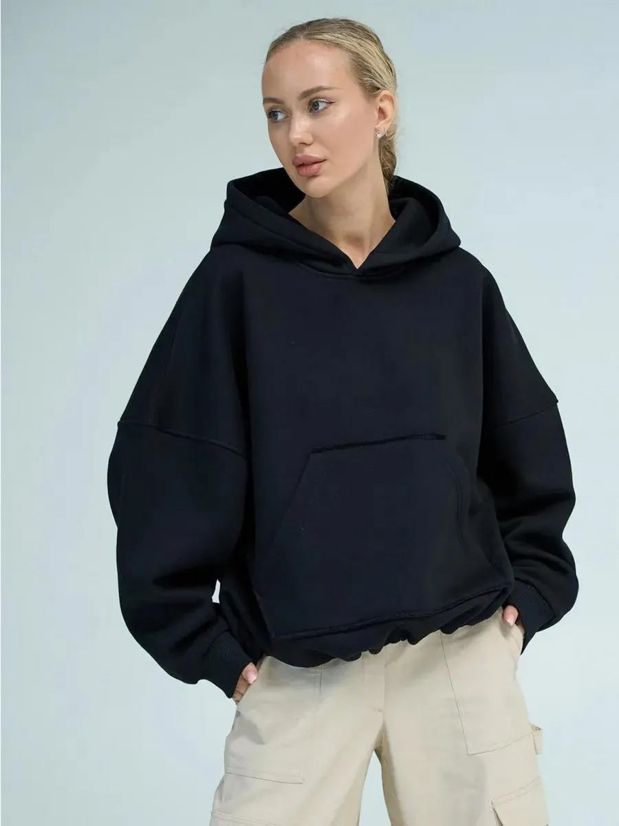 Damen oversized Kapuzenpullover mit seitlichen Taschen und lässigem Schnitt Drune