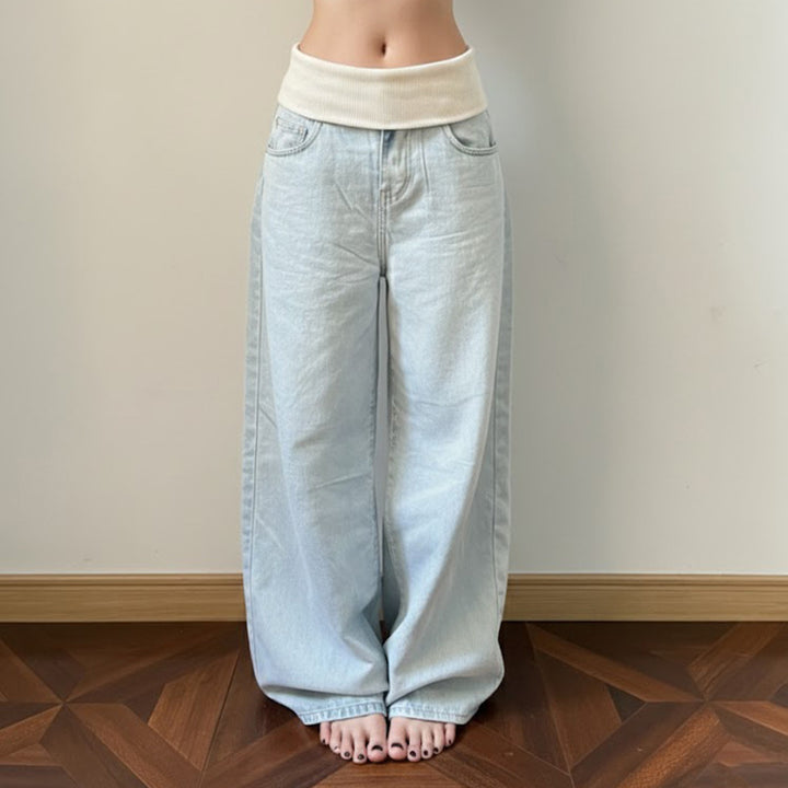 Damen Weitgeschnittene Jeans mit hohem Bund und elastischem Komfort Drune