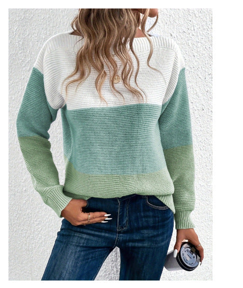 Damen lässiger Pullover mit trendigem Farbblock-Design Drune