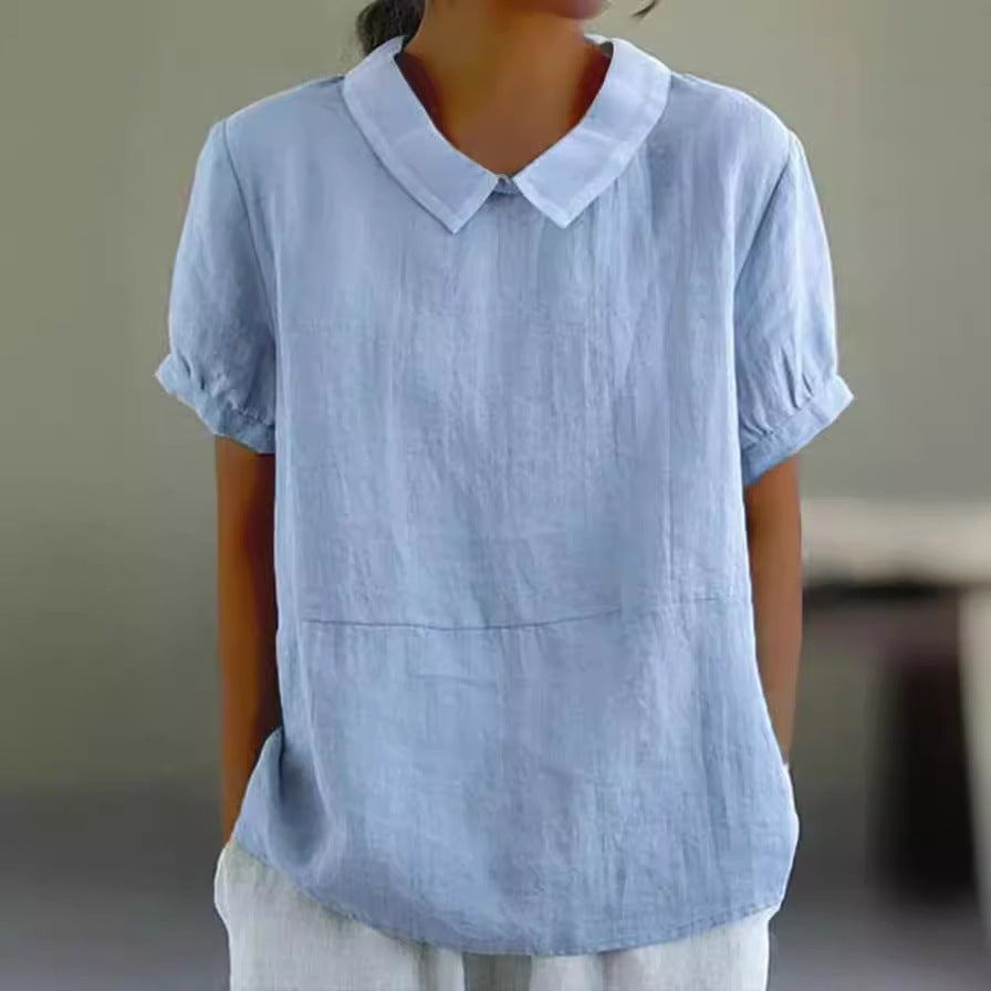 Damen Bluse mit klassischem Kragen und Kurzarm Drune
