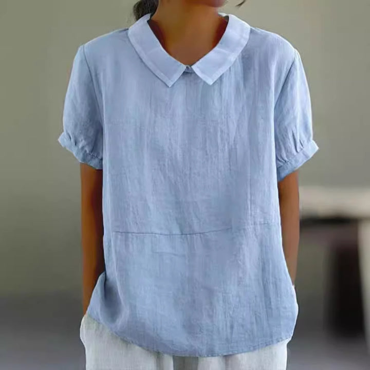 Damen Bluse mit klassischem Kragen und Kurzarm Drune