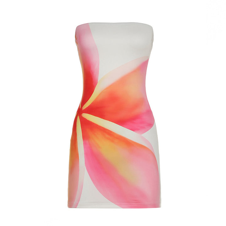 Damen Bunt bedrucktes Bandeau-Kleid Drune