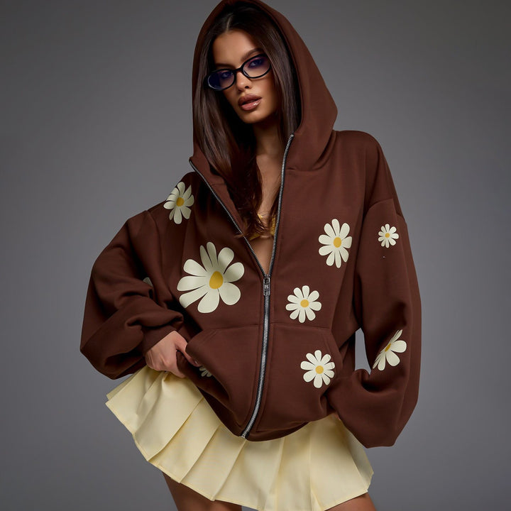 Damen Kapuzenjacke mit floralen Motiven und lässigem Schnitt Drune