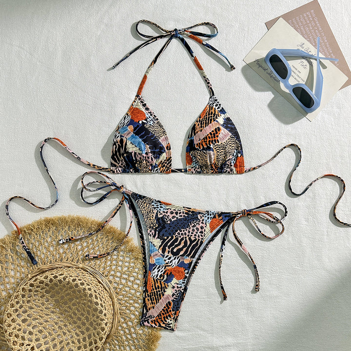Damen Triangel-Bikini mit modischem Tiermuster Drune