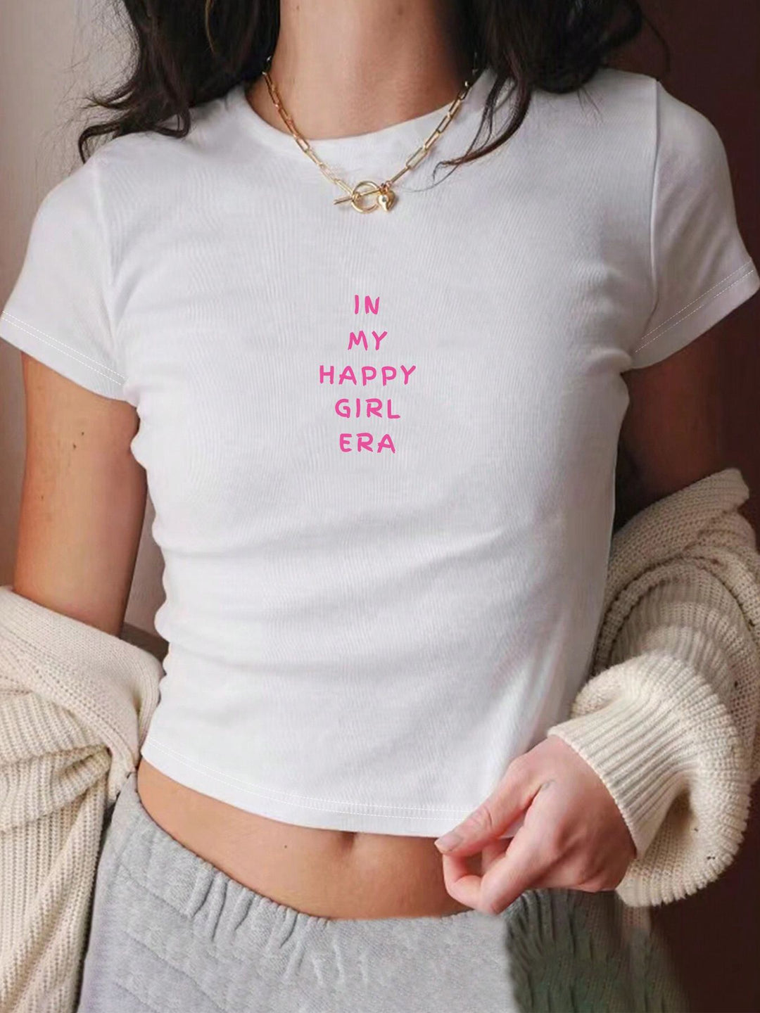 Damen Crop Top mit 90er Jahre Aufdruck Drune