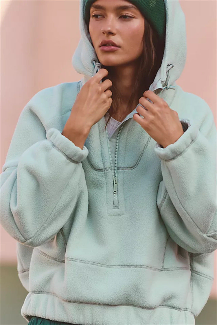Damen Trendige Fleecejacke mit oversized Kragen Drune