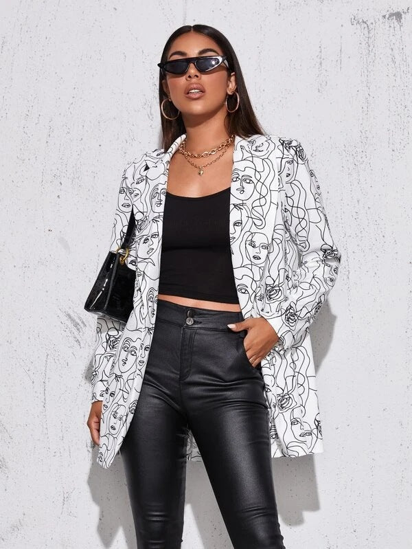 Drune | Blazer mit künstlerischem Druck für Damen