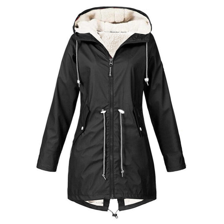 Damen modische Übergangsjacke mit warmem Innenfutter und praktischer Kapuze Drune