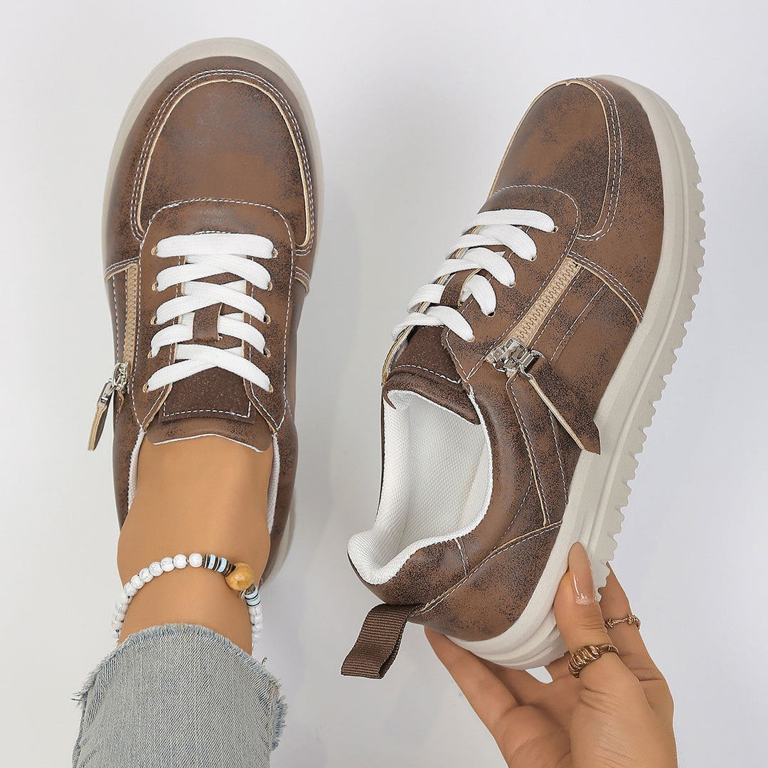 Damen Sneakers mit modischem Reißverschluss und bequemer Sohle Drune