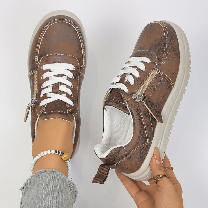Damen Sneakers mit modischem Reißverschluss und bequemer Sohle Drune
