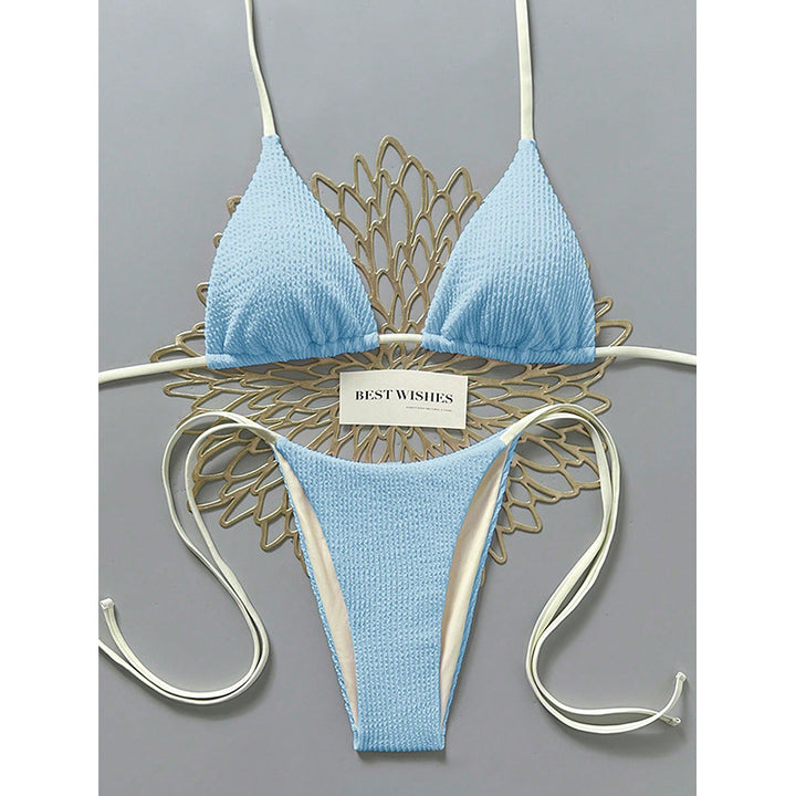 Damen Triangel-Bikini mit hohem Beinausschnitt und feinem Strukturmuster Drune