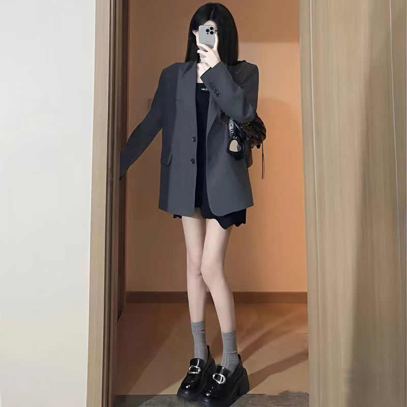 Damen Oversized Blazer mit Taschen Drune