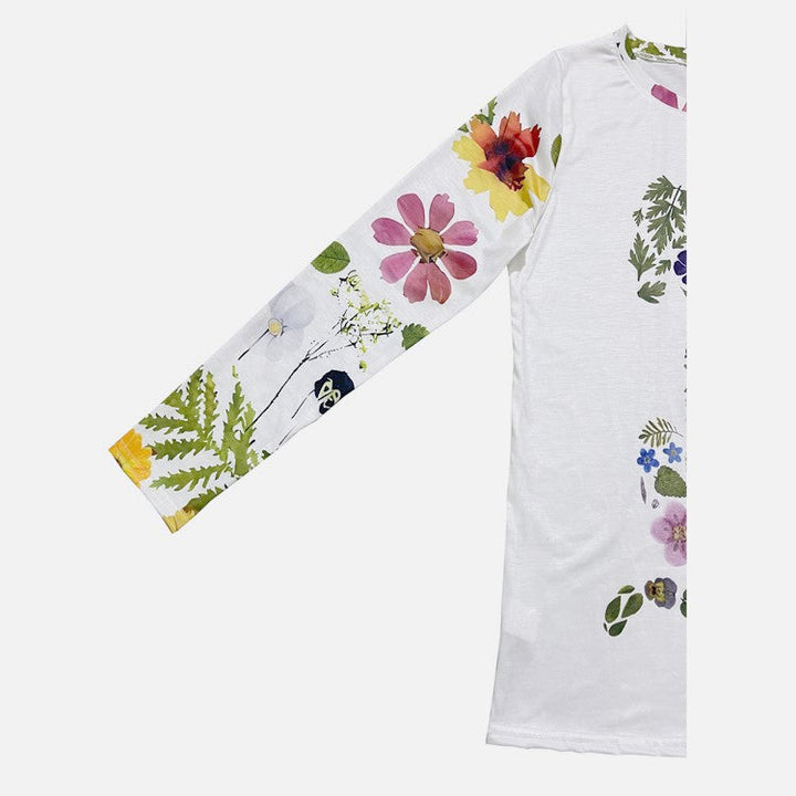Drune | Floral Rundhalsausschnitt T-Shirt