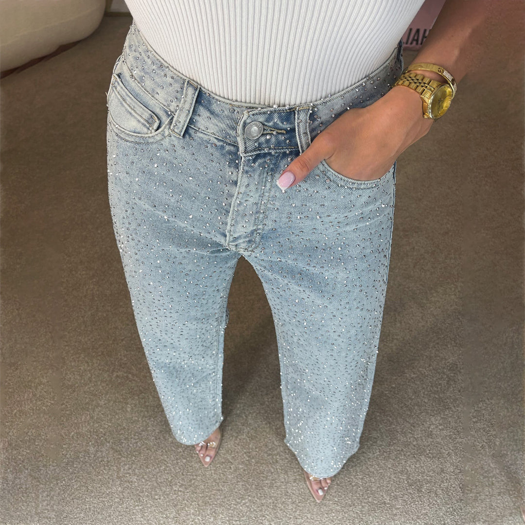 Damen Jeans mit glitzernden Applikationen und lässigem Schnitt Drune