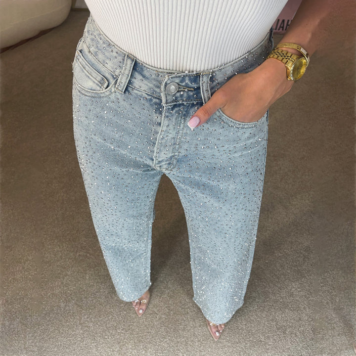 Damen Jeans mit glitzernden Applikationen und lässigem Schnitt Drune