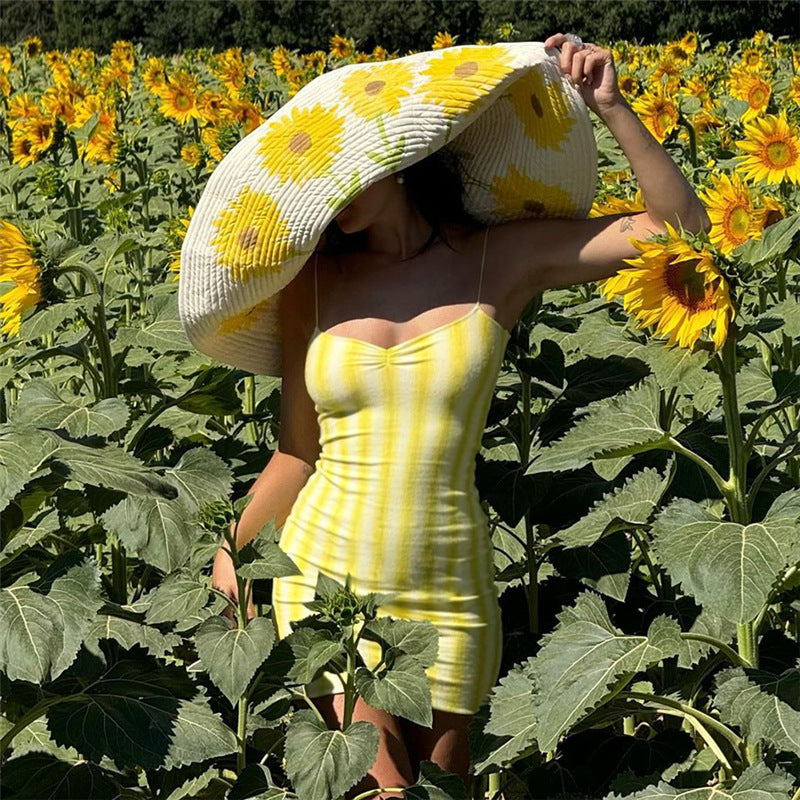 Damen Sommerkleid mit ärmellosem Design und raffinierten Falten Drune
