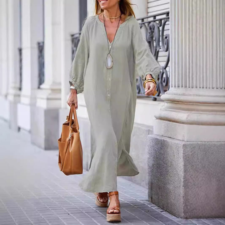 Damen Leichte Sommerkleid aus Leinen Drune