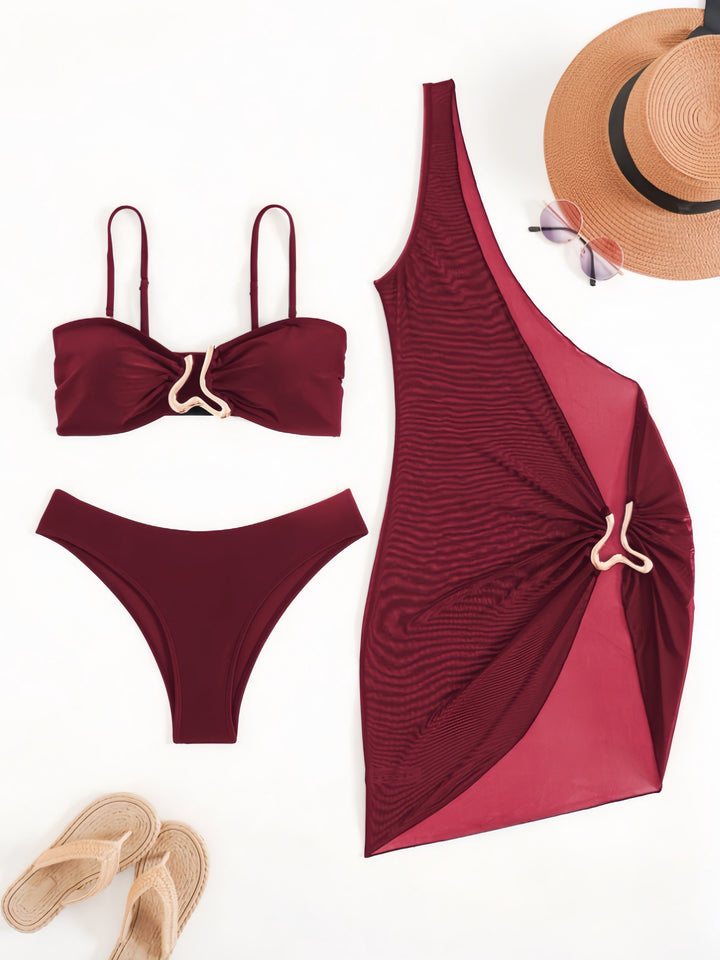Damen Triangel-Bikini mit innovativem Wickelschnitt und passender Strandrobe Drune