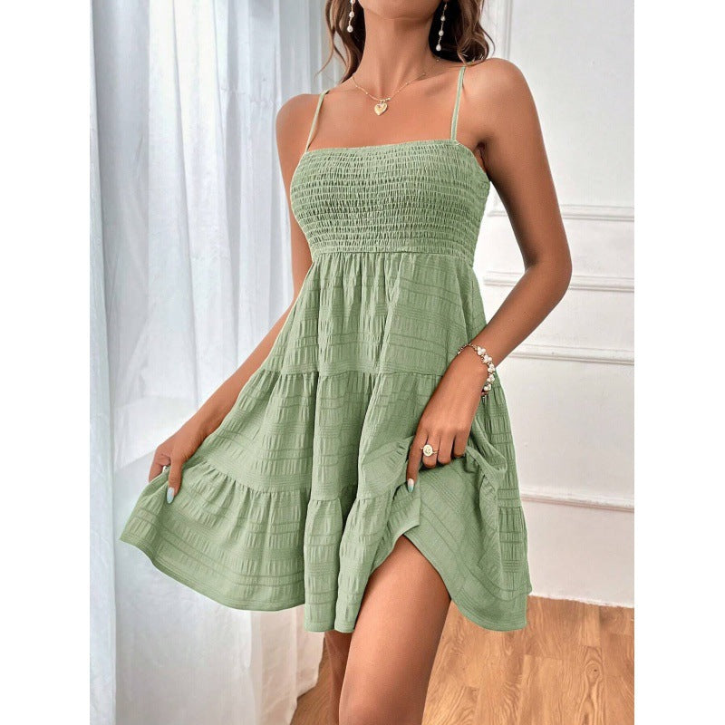 Damen luftiges Sommerkleid mit legerem Schnitt und eleganten Spaghetti-Trägern Drune