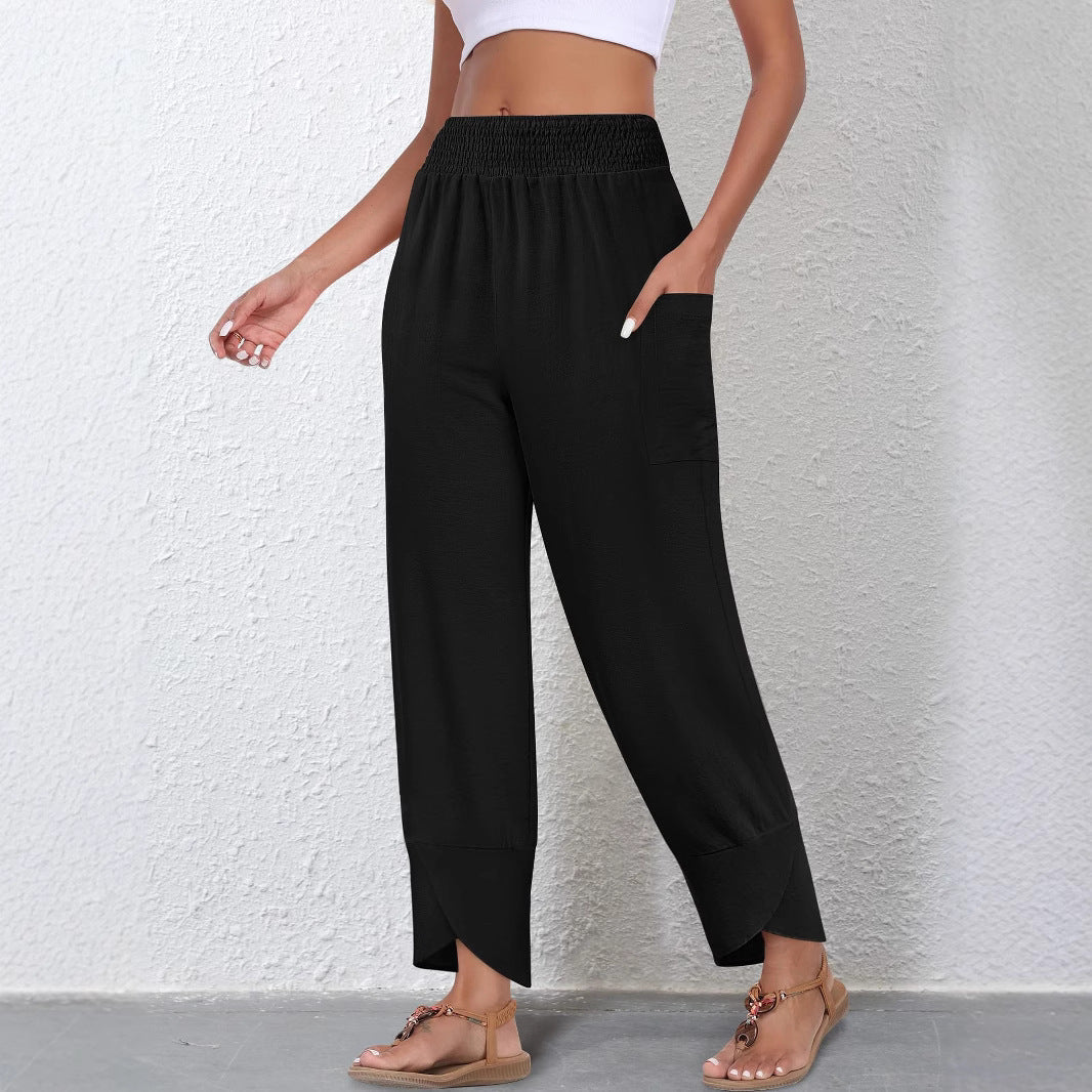 Damen Weite Sommerhose mit elastischem Bund und praktischen Taschen Drune