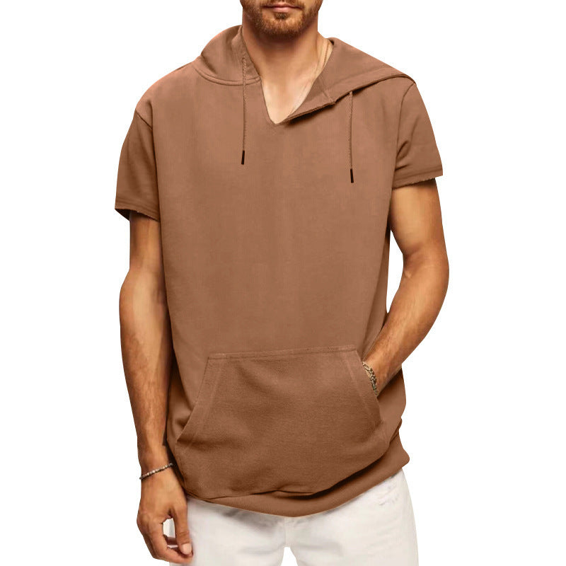 Herren lässiges Kapuzen-T-Shirt mit Fronttasche und modernem Schnitt Drune