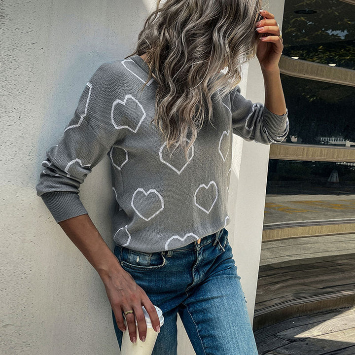 Damen Strickpullover mit Herzdesign und lässiger Passform Drune
