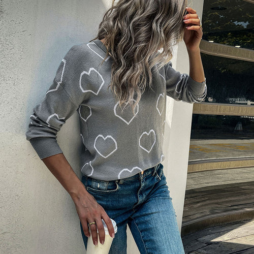 Damen Strickpullover mit Herzdesign und lässiger Passform Drune