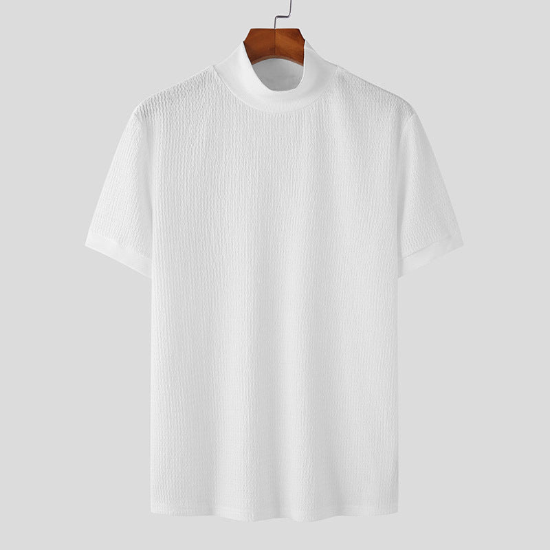 Herren nan Kurzarm Feinstrickshirt mit Stehkragen Drune