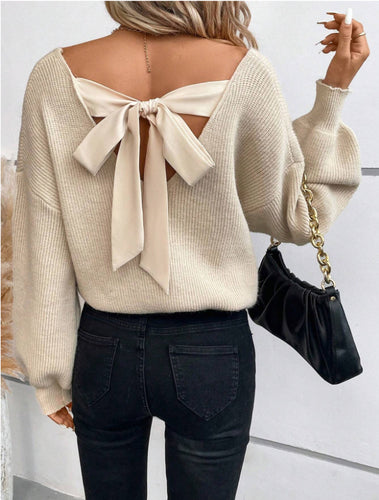 Damen Pullover mit eleganter Schleifen-Ausschnittgestaltung Drune