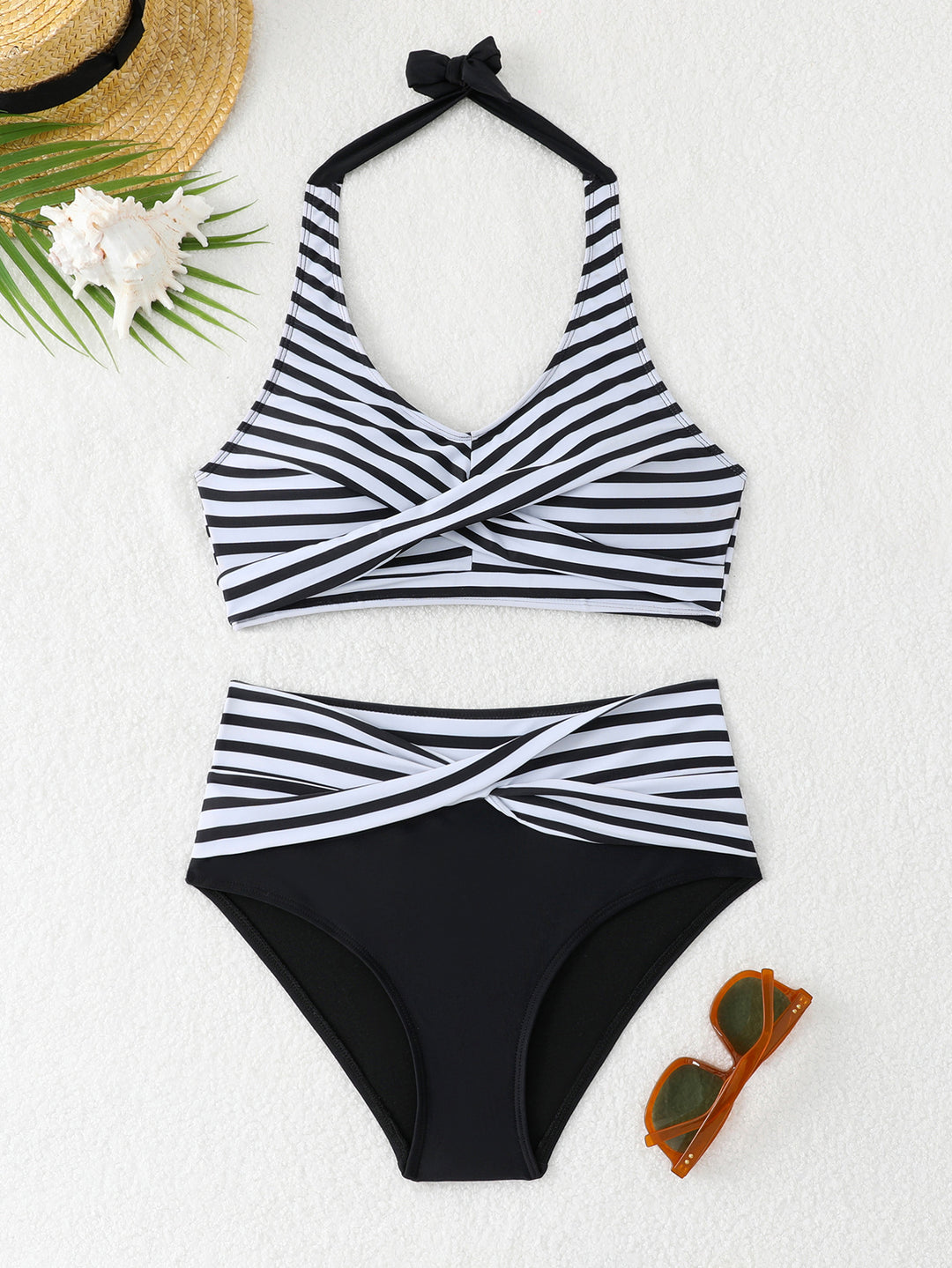 Damen Sportliches Bikini-Set mit hochgeschnittenem Bund Drune