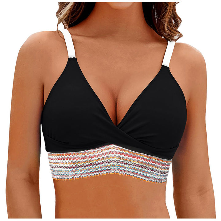 Damen Wickel-Bikini-Oberteil mit modischem Muster Drune